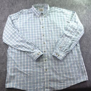 LL Bean Shirt 2XL Tall 2XLT Blue Green Check Long Sleeve Button Down Pocket